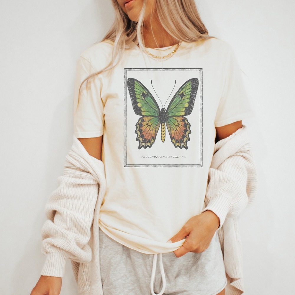 Trogonoptera Brookiana Graphic Tee Vintage Inspired Butterfly Design